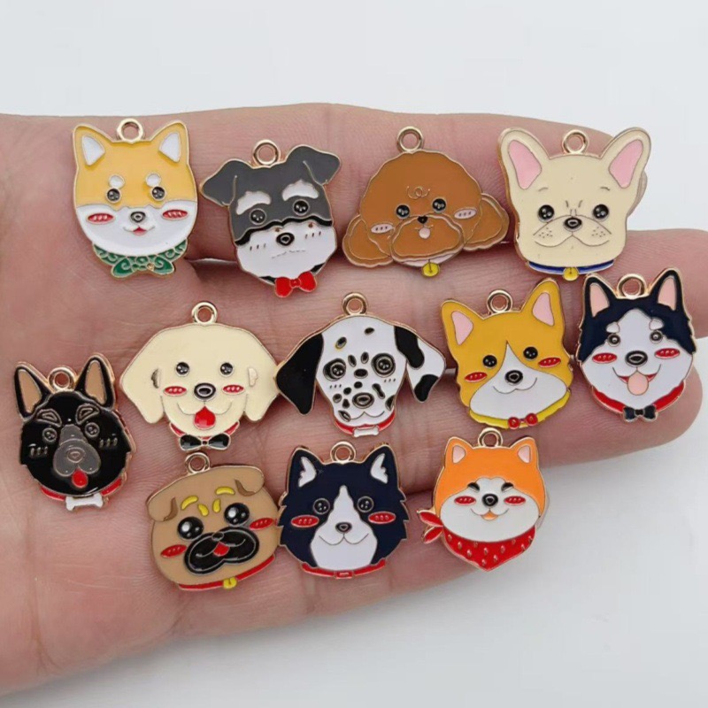 Jewelry Making Earrings - 12pcs cartoon pet spotted dog alloy