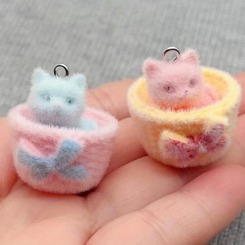 4pcs 3D plush resin cat pendan - Jewelry Making Earrings recension och pris