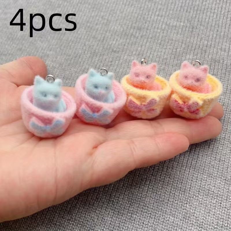 4pcs 3D plush resin cat pendan - Jewelry Making Earrings recension och pris