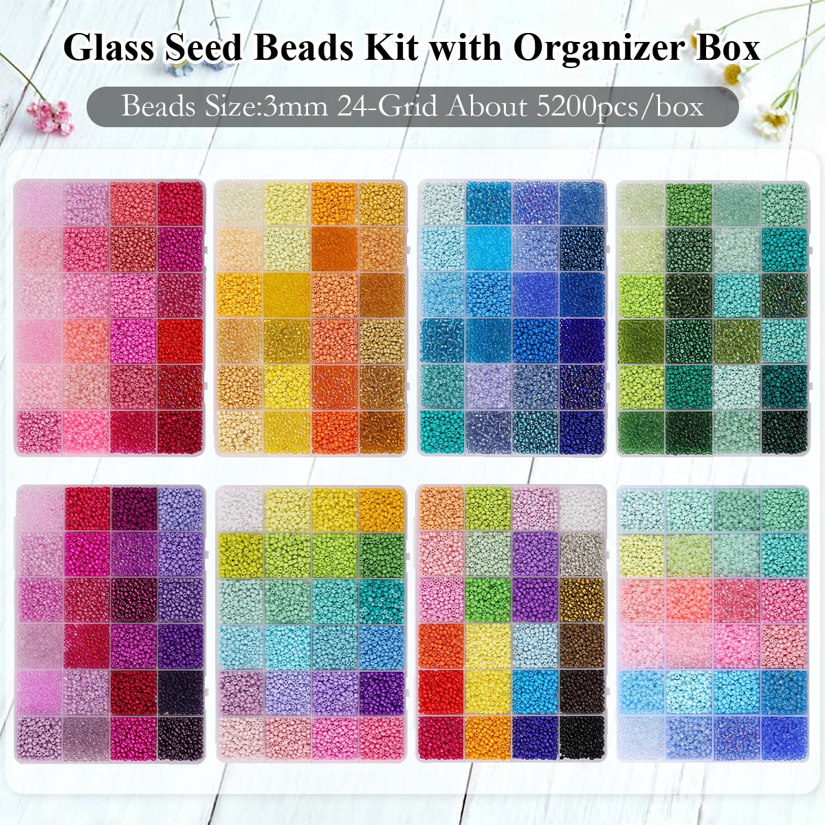 5200pcs 3mm Glass Seed Beads K - Bead Organizer Tray recension och pris