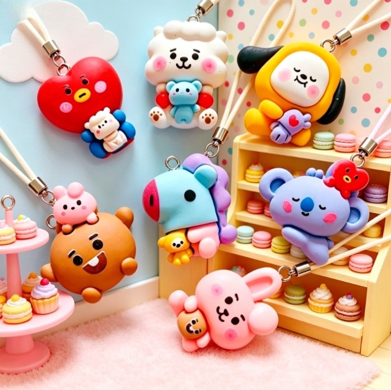 7pcs BT21 Resin Cartoon Charm  - Jewelry Making Earrings recension och pris