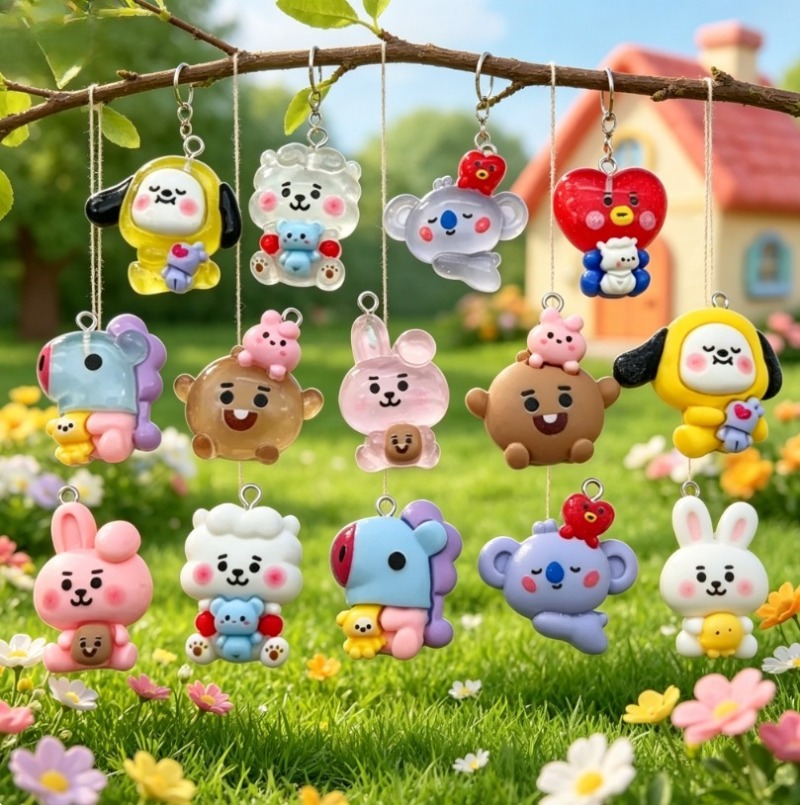 7pcs BT21 Resin Cartoon Charm  - Jewelry Making Earrings recension och pris