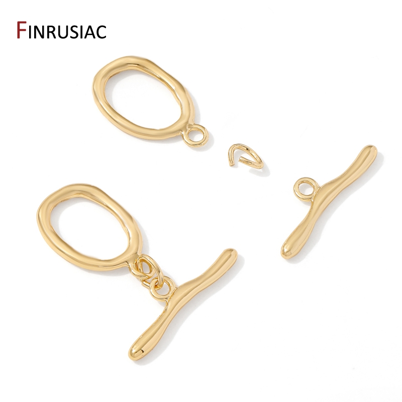 18K Gold Plated Brass Oval/Hea - Toggle Clasp Gold recension och pris