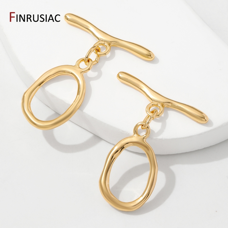 18K Gold Plated Brass Oval/Hea - Toggle Clasp Gold recension och pris