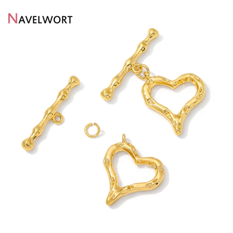 18K Gold Plated Heart Shape OT - Toggle Clasp Gold recension och pris