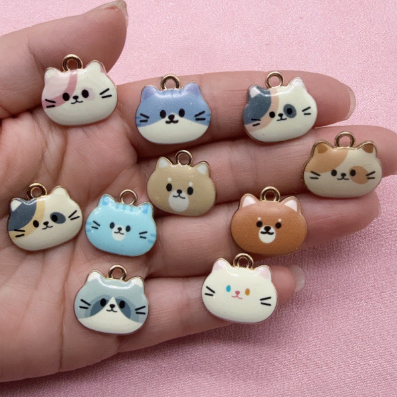12pcs Printed Cat Head Alloy D - Jewelry Making Earrings recension och pris