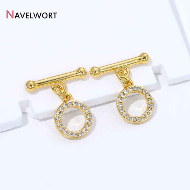 18K Gold Plated Brass Inlaid Z - Toggle Clasp Gold recension och pris